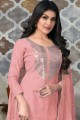 Eid Salwar Kameez in Pink Chanderi with Embroidered