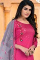 Embroidered Cotton Salwar Kameez in Pink