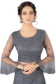 Embroidered Net Party Lehenga Choli in Grey with Dupatta