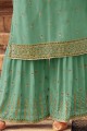 Georgette Eid Palazzo Suit in Blue with Stone with moti