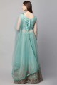 Party Lehenga Choli in Turquoise  Net with Stone with moti