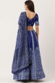 Party Lehenga Choli in Blue Silk with Printed