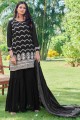 Faux georgette Black Eid Sharara Suit in Embroidered