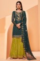 Georgette Embroidered  Eid Sharara Suit in Green