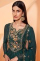 Georgette Embroidered  Eid Sharara Suit in Green