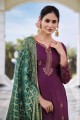 Purple Embroidered Satin georgette Eid Palazzo Suit