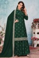 Stone with moti Eid Sharara Suit in Green Art silk