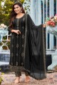 Black Eid Salwar Kameez in Faux georgette with Embroidered