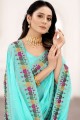 Saree in Sky blue with Georgette  Embroidered