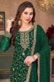 Green Embroidered Eid Palazzo Suit in Faux georgette