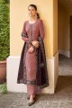 Pink Eid Palazzo Suit in Stone with moti Faux georgette