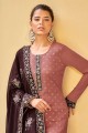 Pink Eid Palazzo Suit in Stone with moti Faux georgette