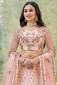 Pink Party Lehenga Choli with Embroidered Net