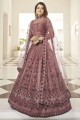 Embroidered Silk Party Lehenga Choli in Rust