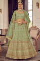 Turquoise  Party Lehenga Choli in Organza with Embroidered