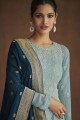 Eid Palazzo Suit Georgette  in Blue with Embroidered