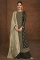 Black Eid Palazzo Suit with Embroidered Georgette