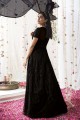 Black Eid Anarkali Suit with Embroidered Net