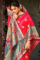 Weaving Banarasi silk Saree in Pink