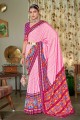 Saree in Pink Patola silk with Printed