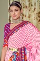 Saree in Pink Patola silk with Printed