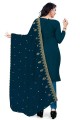 Embroidered Georgette Salwar Kameez in Teal blue