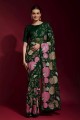 Georgette Saree with Embroidered in Green