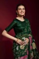 Georgette Saree with Embroidered in Green