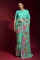 Georgette Saree in Sea green with Embroidered