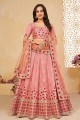 Pink Party Lehenga Choli in Silk with Embroidered
