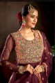 Net Anarkali Suit with Embroidered