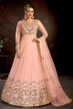 Anarkali Suit in Pink Net with Embroidered