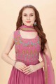 Georgette Pink Gown Dress in Embroidered