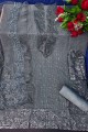 Grey Faux georgette Salwar Kameez with Embroidered