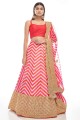 Organza Party Lehenga Choli in Pink with Printed