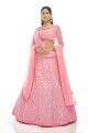 Baby pink Embroidered Party Lehenga Choli in Georgette