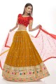 Georgette Mustard  Party Lehenga Choli in Embroidered