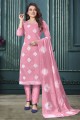 Silk Pink Salwar Kameez in Printed