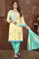 Yellow Printed Silk Salwar Kameez