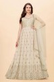 Faux georgette Embroidered Cream Anarkali Suit with Dupatta