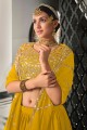 Georgette yellow Diwali Lehenga Choli with Embroidered