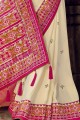 Banarasi Saree in Off white Banarasi silk with Lace border