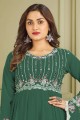 Islamic Sharara Suit in Green  Faux georgette with Embroidered
