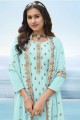 Embroidered Faux georgette Sea green Pakistani Palazzo Suit with Dupatta