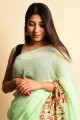 Saree in Pista  with Georgette Embroidered