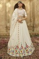 Georgette Embroidered White Party Lehenga Choli with Dupatta