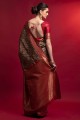 Silk  Saree in Red  with Weaving
