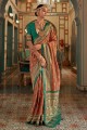 Saree in Maroon Patola silk with Weaving