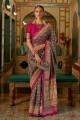 Weaving Patola silk Saree in Blue with Blouse