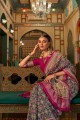 Weaving Patola silk Saree in Blue with Blouse
